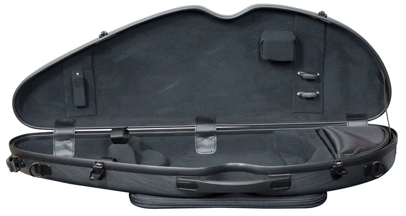 Hidersine Polycarbonate Halfmoon Violin Case - Brushed Silver-2