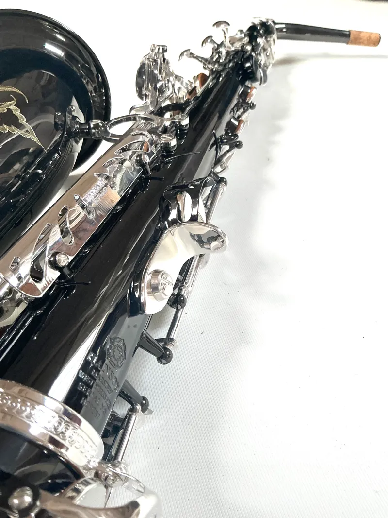 Hanson Series VIII Alto Saxophone Black Body Silver keys-2
