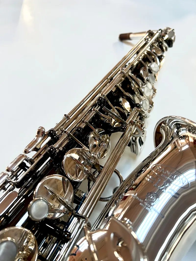 Secondhand Hanson LX Alto Saxophone in black lacquer + silver plate keywork and bell-1