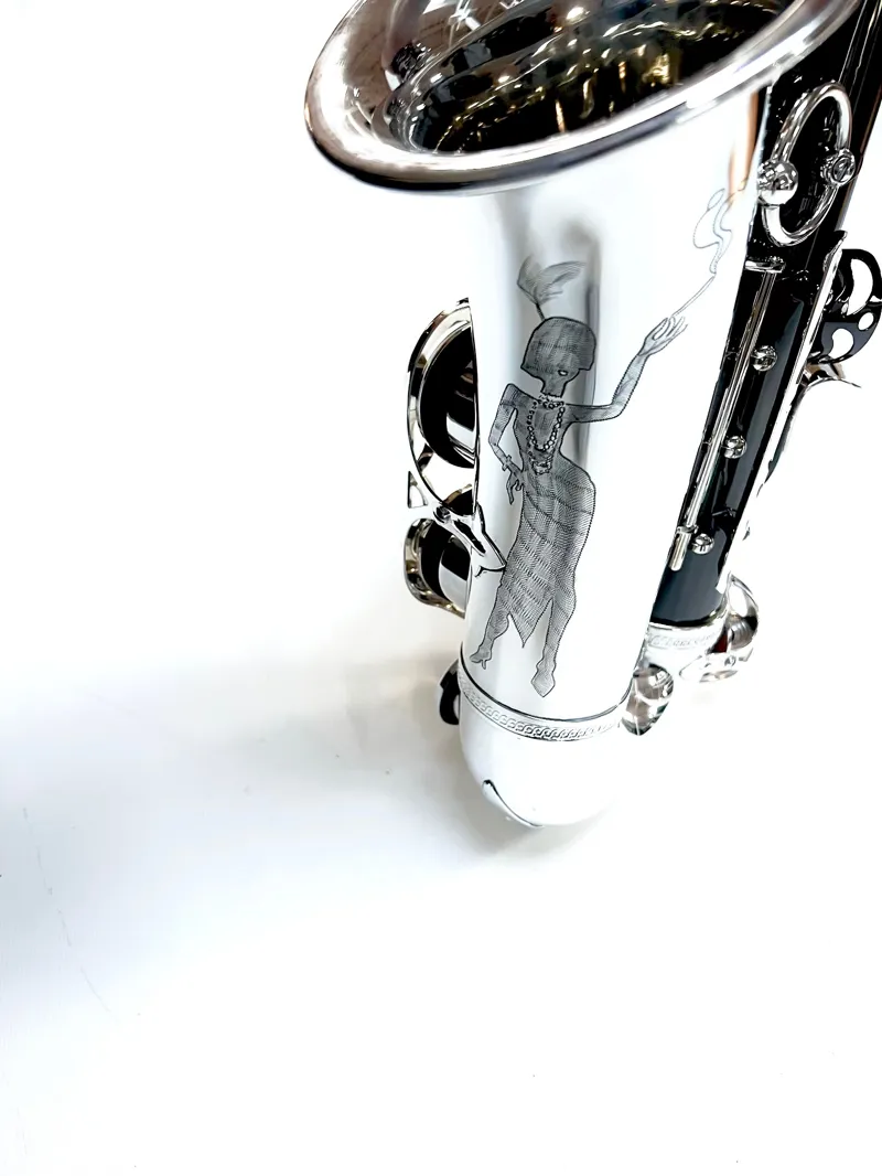 Secondhand Hanson LX Alto Saxophone in black lacquer + silver plate keywork and bell-3