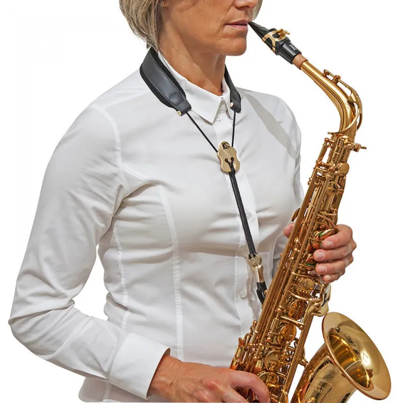 BG S22JMSH Alto Saxophone Leather Neck Strap Metal Hook Small-1