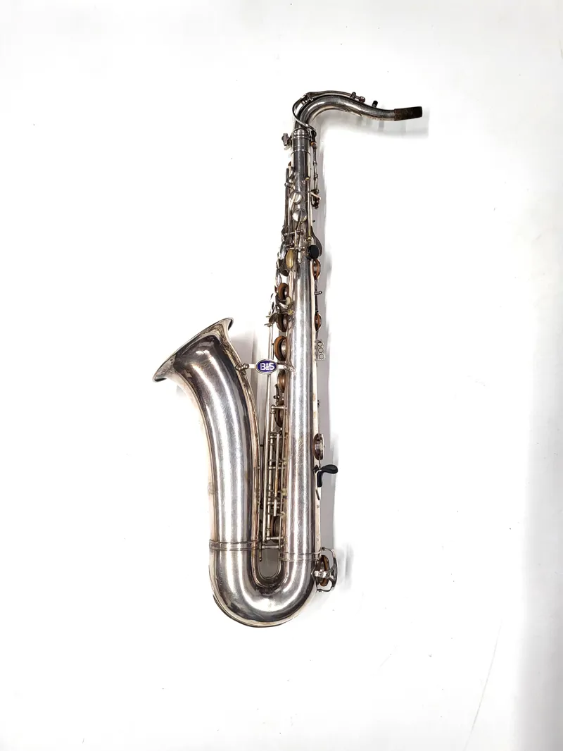Used B and S Blue Label Tenor Saxophone - Silver-1