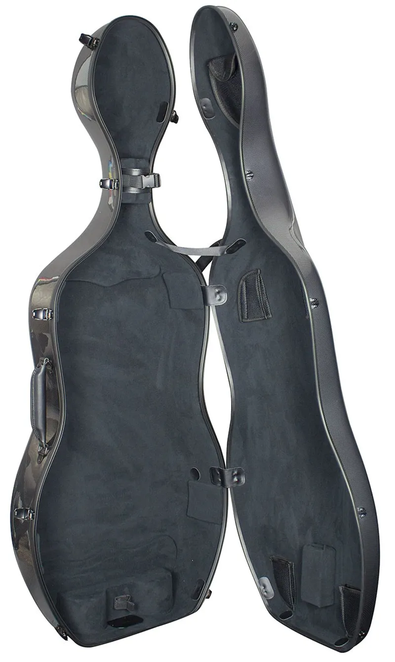 Hidersine Polycarbonate Cello Case - Carbon Fibre Effect-2