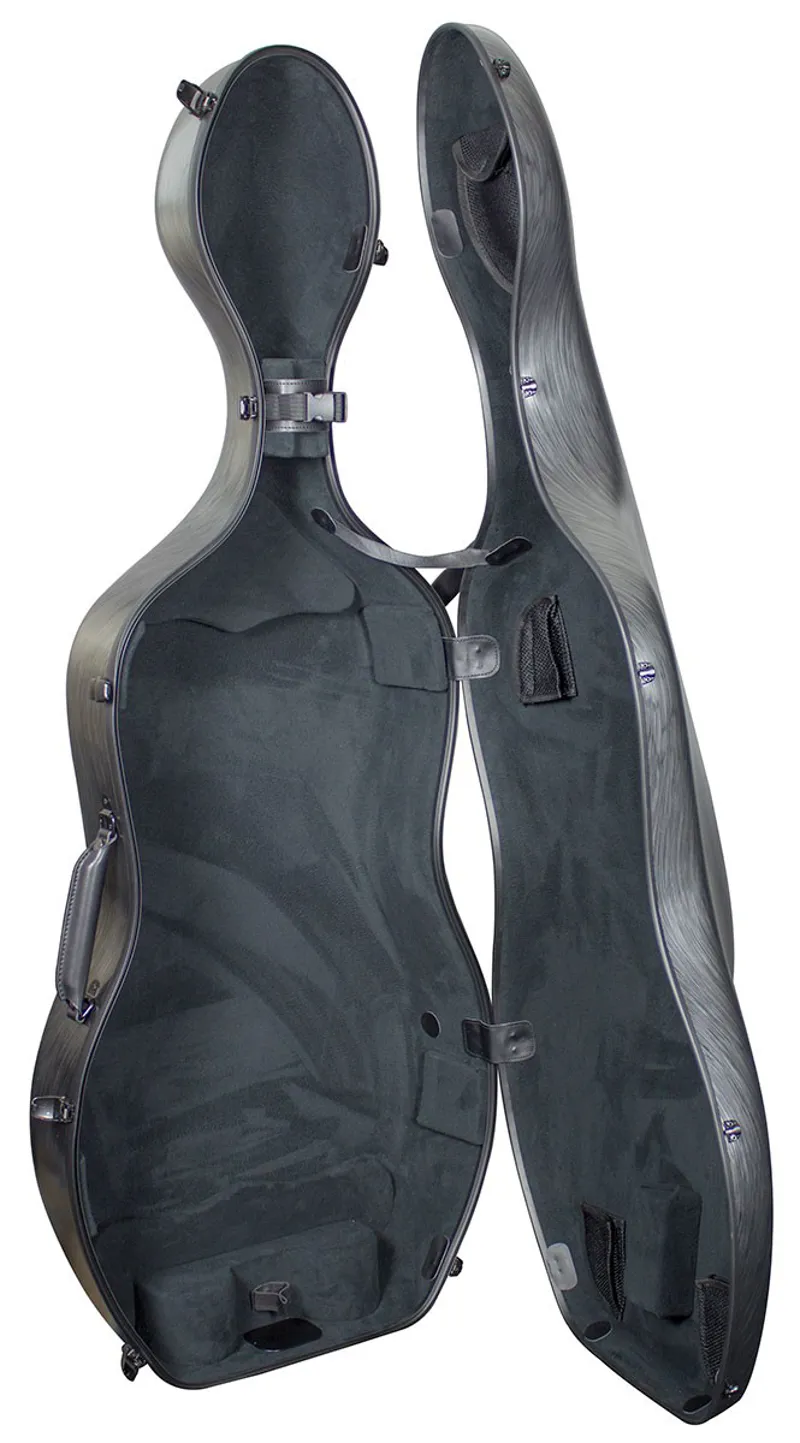 Hidersine Polycarbonate Cello Case - Brushed Silver-2