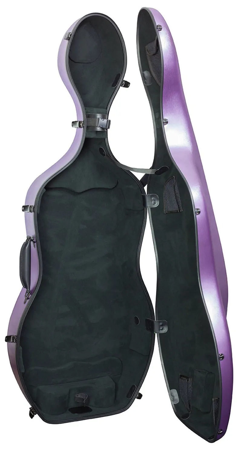 Hidersine Polycarbonate Cello Case - Brushed Purple-2