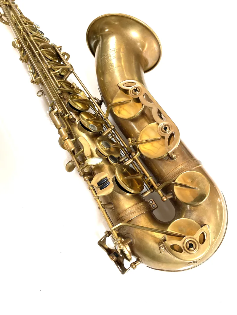 Secondhand Hanson LX Tenor Saxophone - Hand rubbed Raw Brass Gold lacquer keys-6