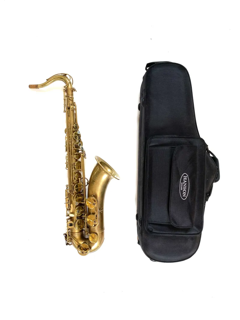 Secondhand Hanson LX Tenor Saxophone - Hand rubbed Raw Brass Gold lacquer keys-5
