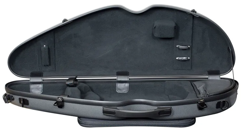 Hidersine Polycarbonate Halfmoon Violin Case - Carbon Fibre Effect-1