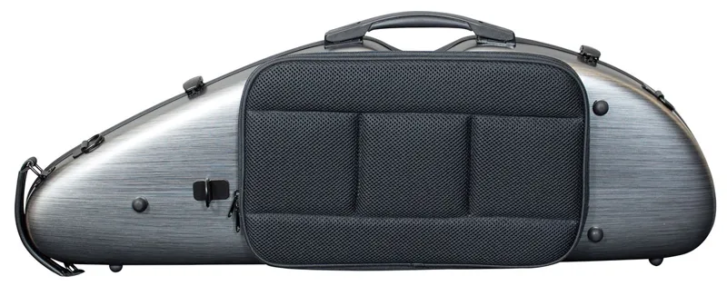 Hidersine Polycarbonate Halfmoon Violin Case - Brushed Silver-1