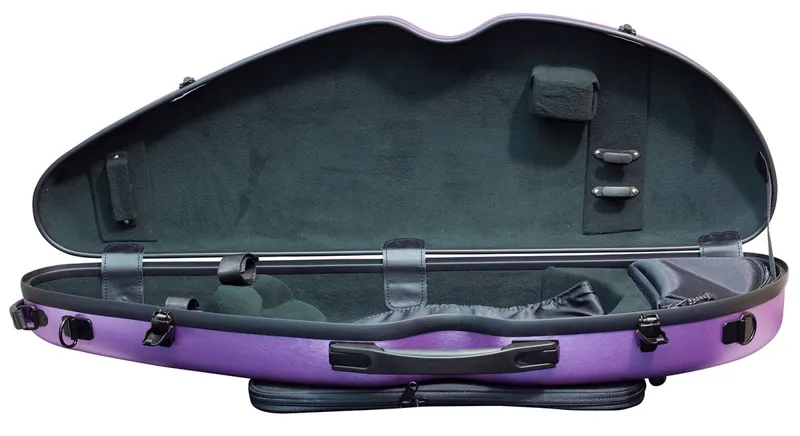 Hidersine Polycarbonate Halfmoon Violin Case - Brushed Purple-2