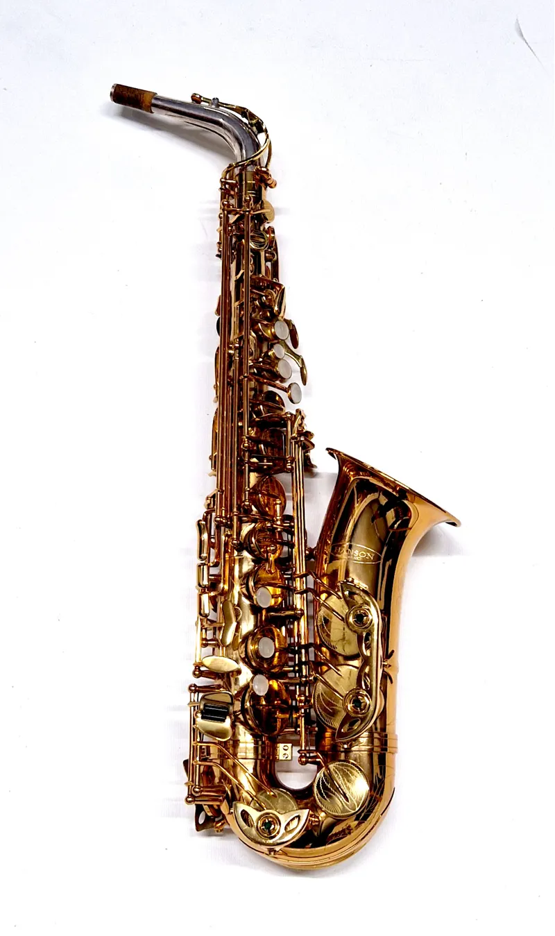 Ex-exhibition item : SA8 alto saxophone made with a gold brass body and silver wrap neck