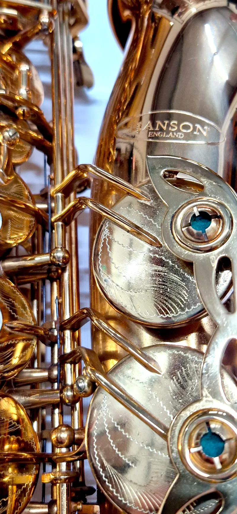 Ex-exhibition item : SA8 alto saxophone made with a gold brass body and silver wrap neck-1